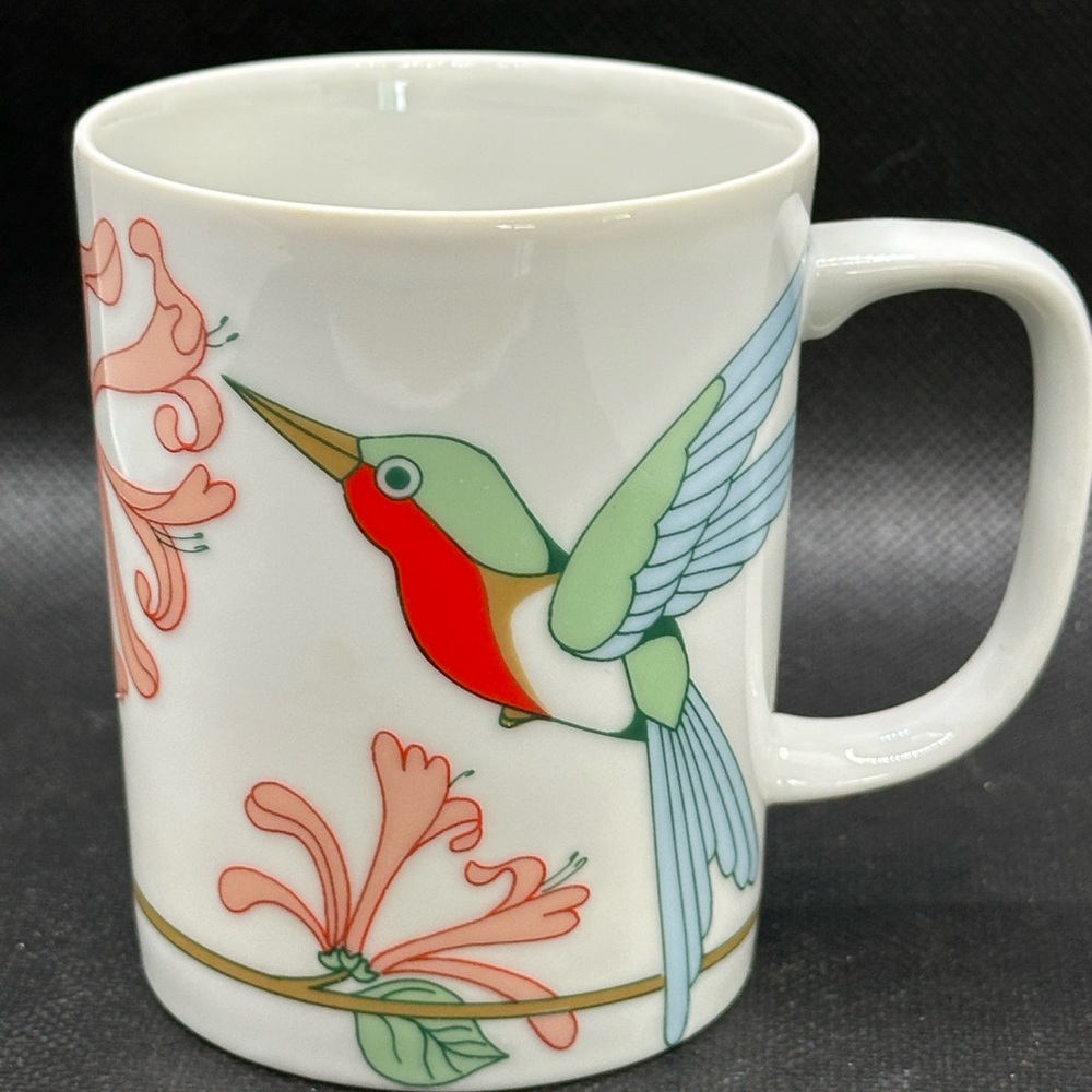 Fitz and Floyd Humming Bird Floral  Ceramic Mug VTG